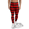 Harlequin Black And Red Print Pattern Men's Leggings-grizzshop