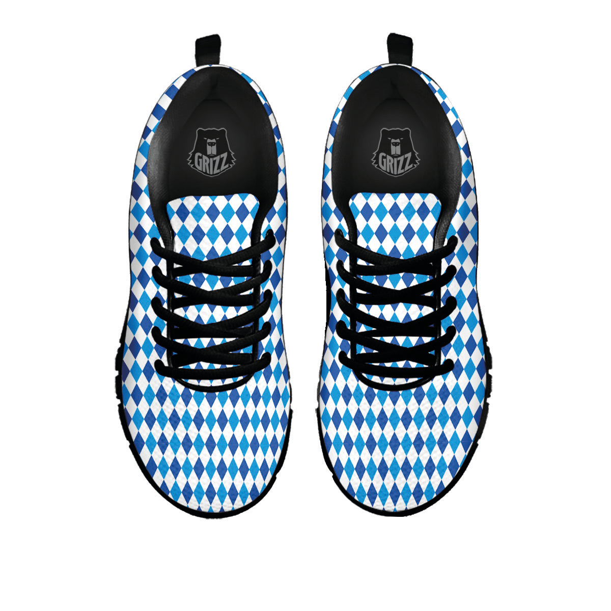 Harlequin Blue Print Pattern Black Sneaker-grizzshop