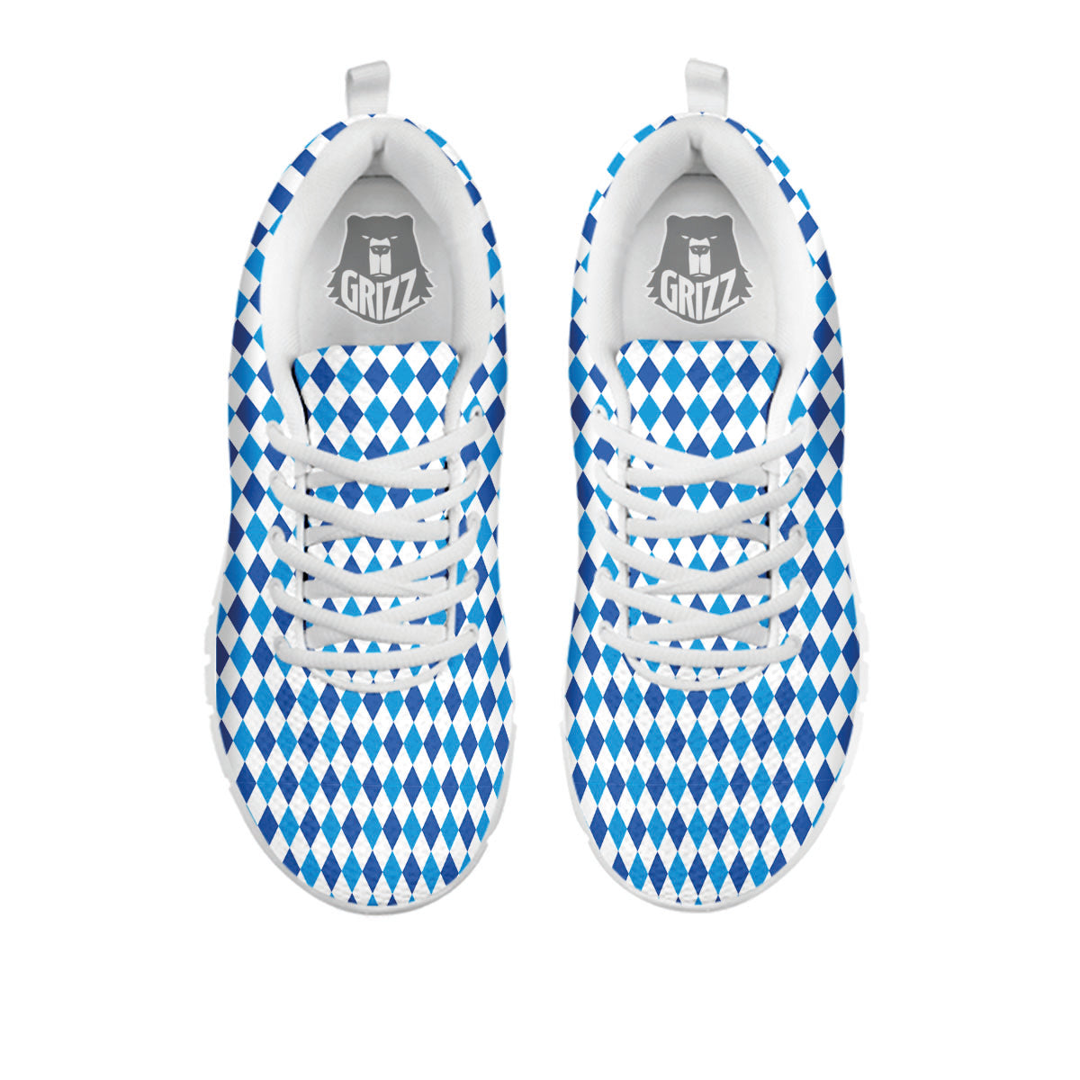 Harlequin Blue Print Pattern White Sneaker-grizzshop