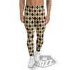 Harlequin Gold And Black Print Pattern Men's Leggings-grizzshop