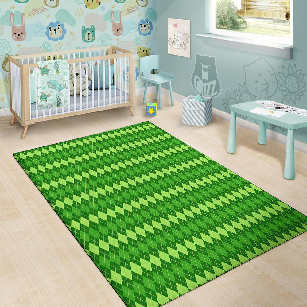 Harlequin Green Print Pattern Floor Mat-grizzshop