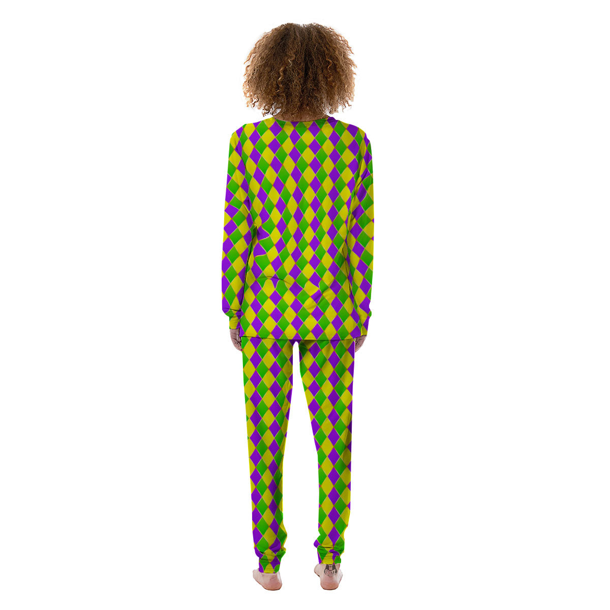 Harlequin Mardi Gras Print Pattern Women's Pajamas-grizzshop