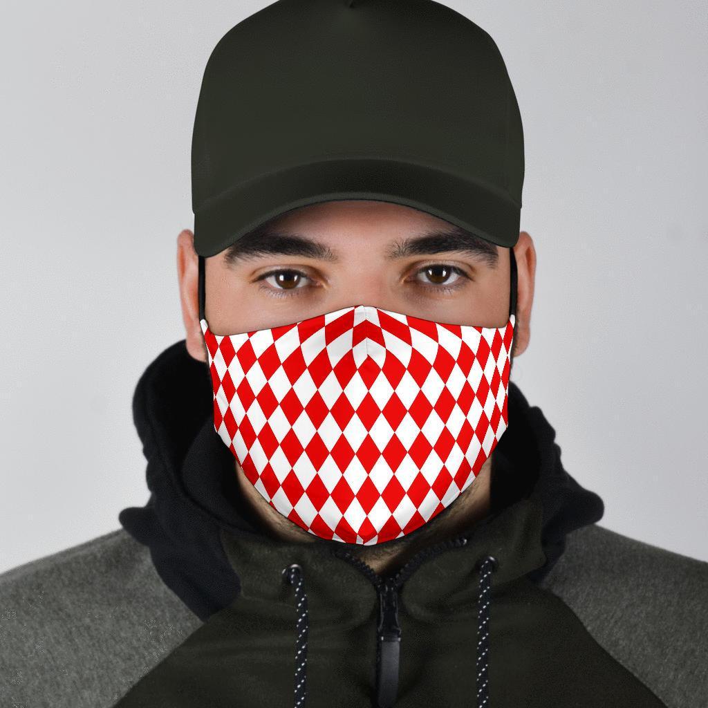 Harlequin Pattern Print Face Mask-grizzshop