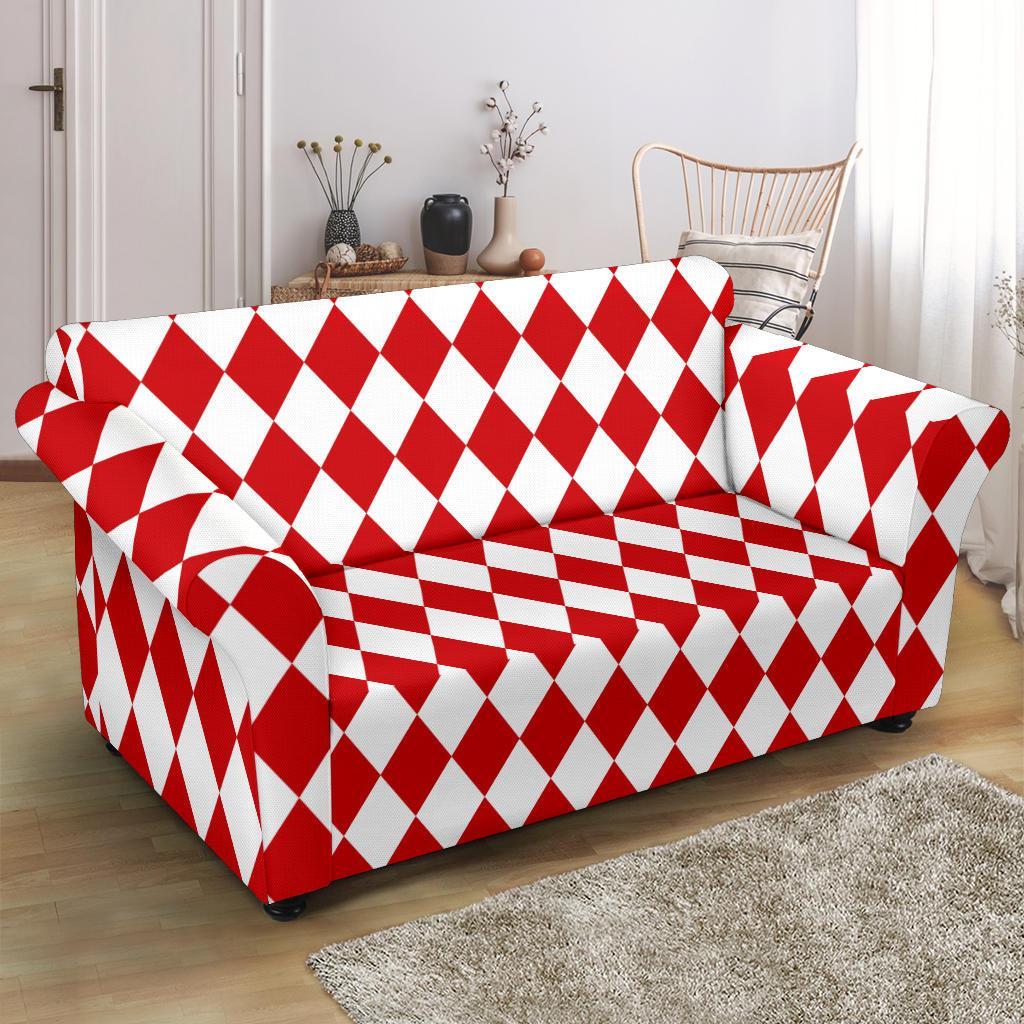 Harlequin Pattern Print Loveseat Cover-grizzshop