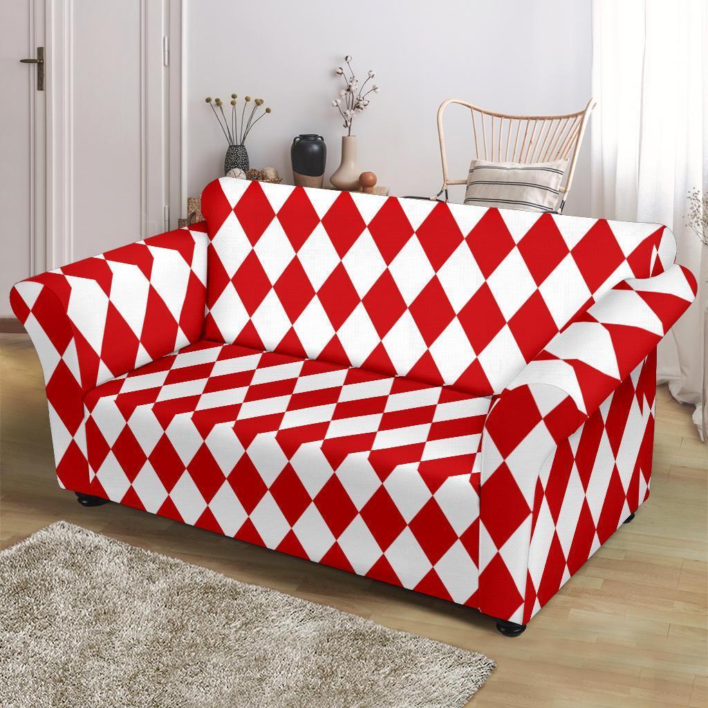 Harlequin Pattern Print Loveseat Cover-grizzshop