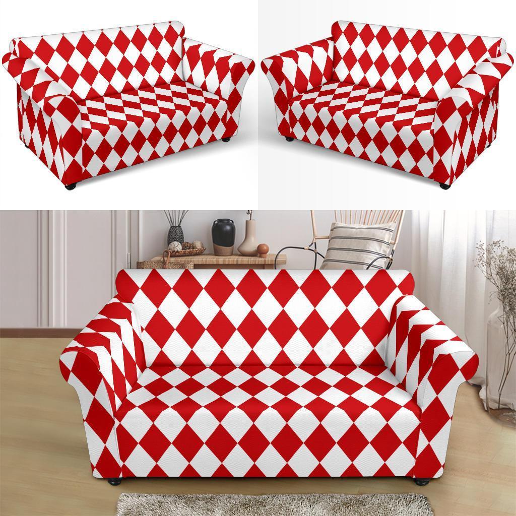 Harlequin Pattern Print Loveseat Cover-grizzshop