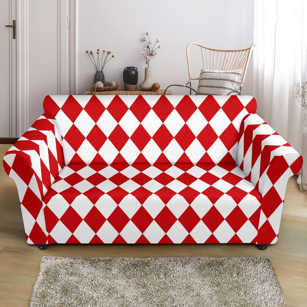 Harlequin Pattern Print Loveseat Cover-grizzshop