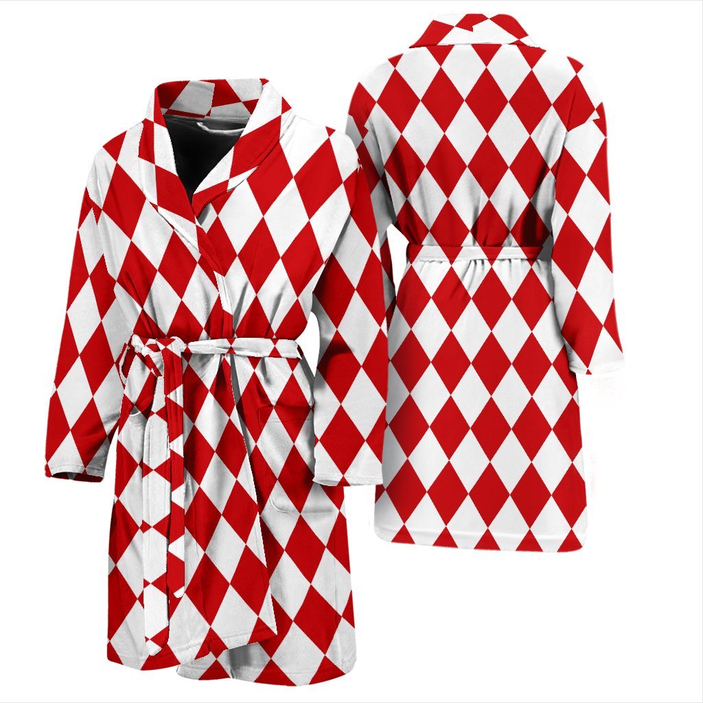 Harlequin Pattern Print Men Long Robe-grizzshop