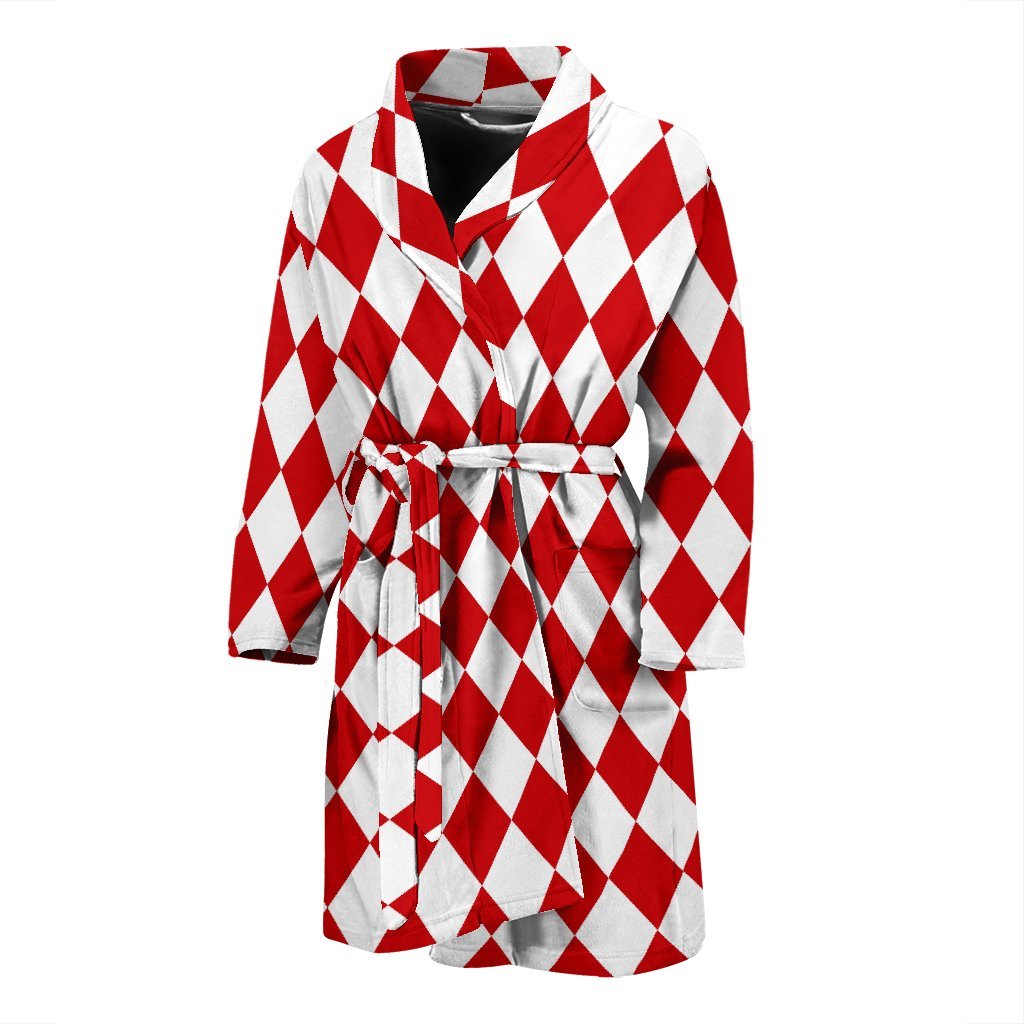 Harlequin Pattern Print Men Long Robe-grizzshop