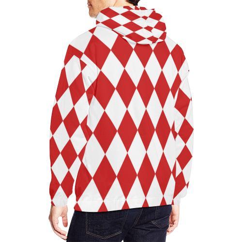 Harlequin Pattern Print Men Pullover Hoodie-grizzshop