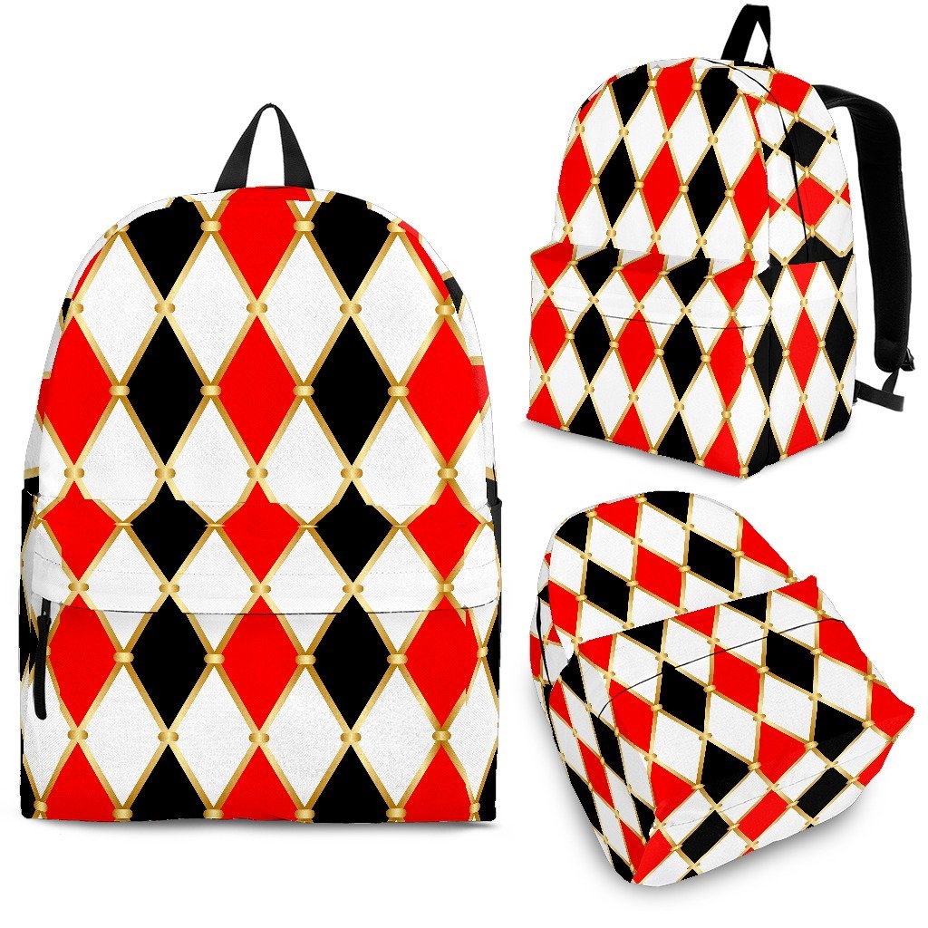 Harlequin Print Pattern Backpack-grizzshop