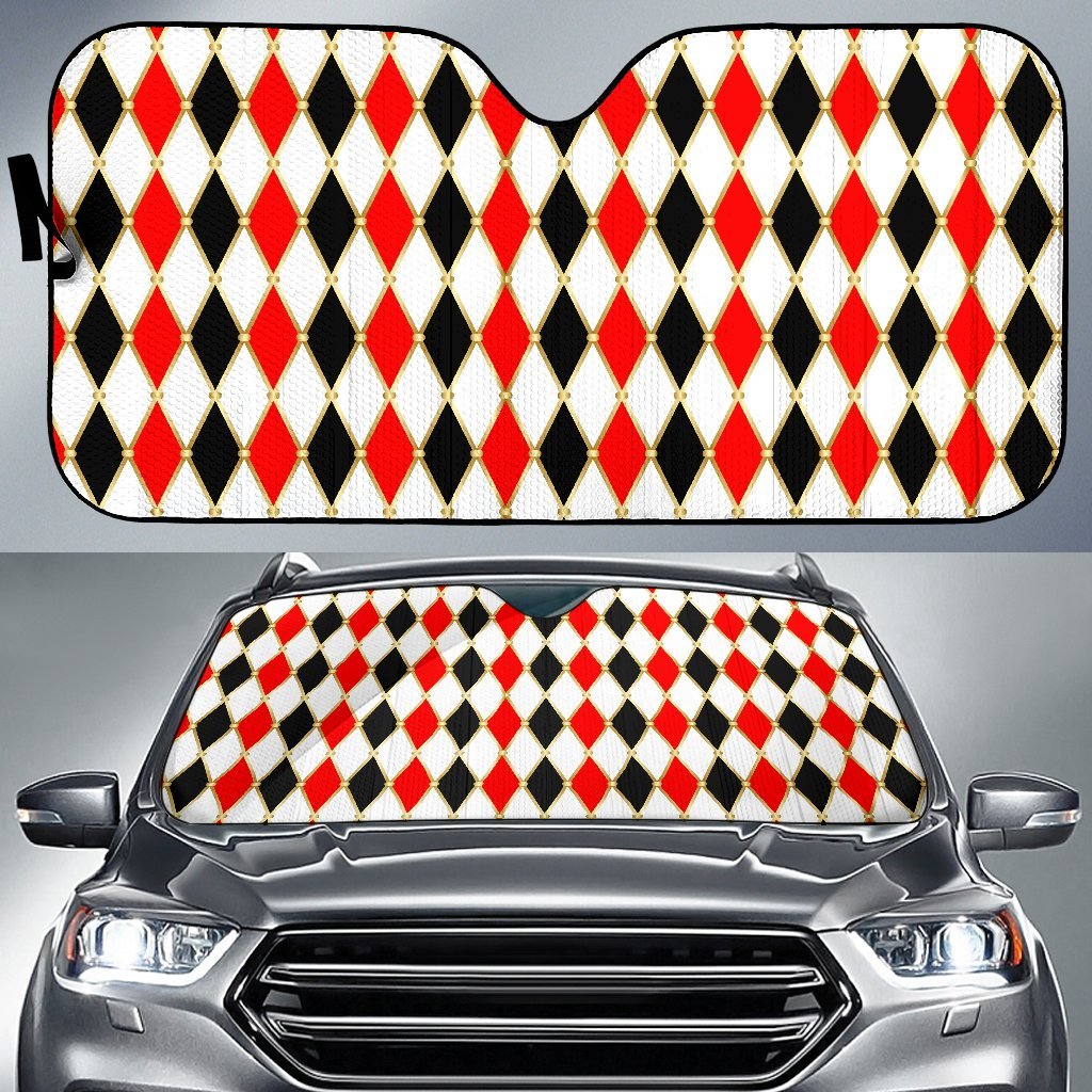 Harlequin Print Pattern Car Sun Shade-grizzshop