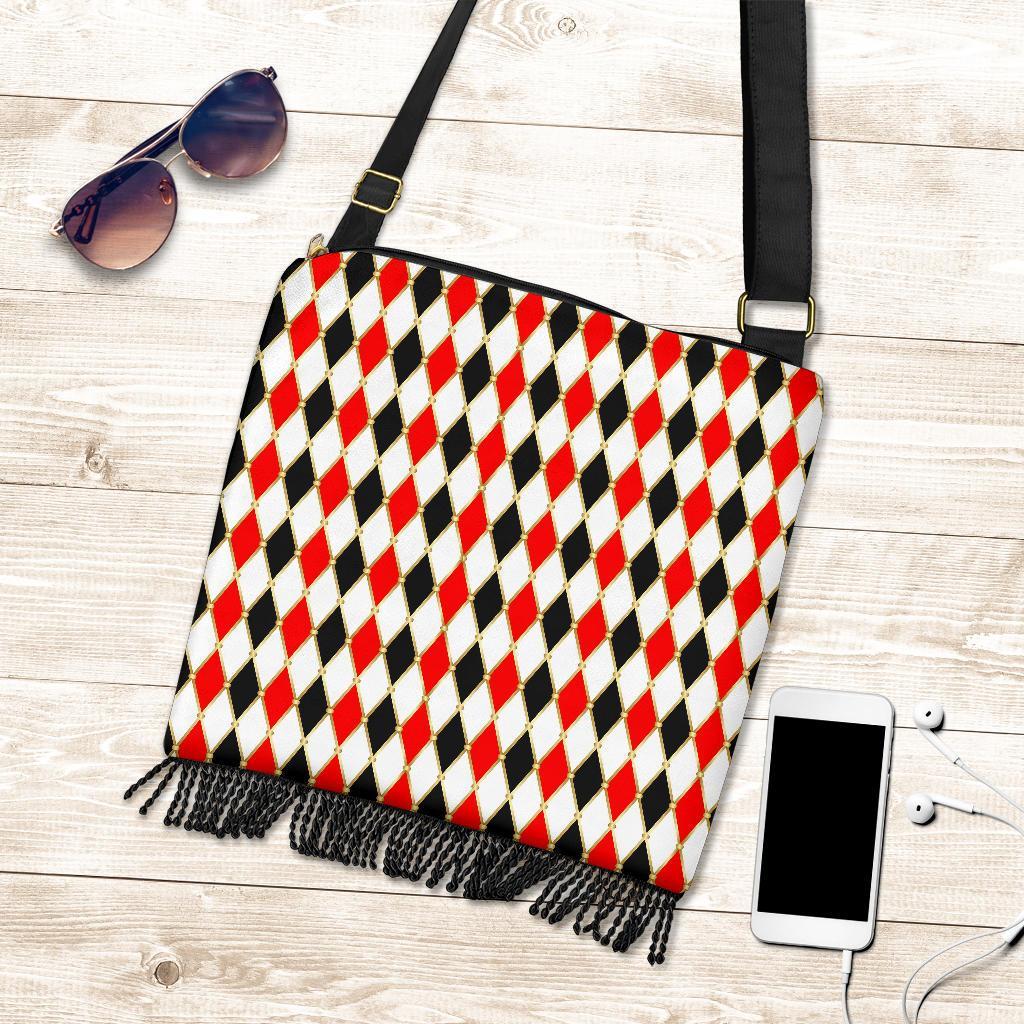 Harlequin Print Pattern Crossbody Bags-grizzshop