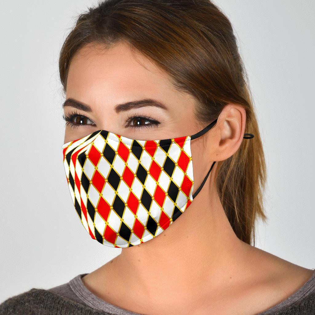 Harlequin Print Pattern Face Mask-grizzshop