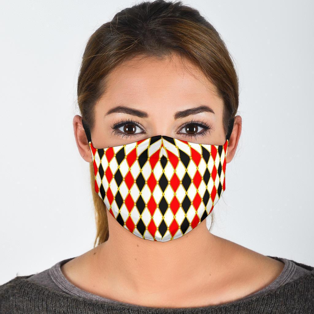 Harlequin Print Pattern Face Mask-grizzshop