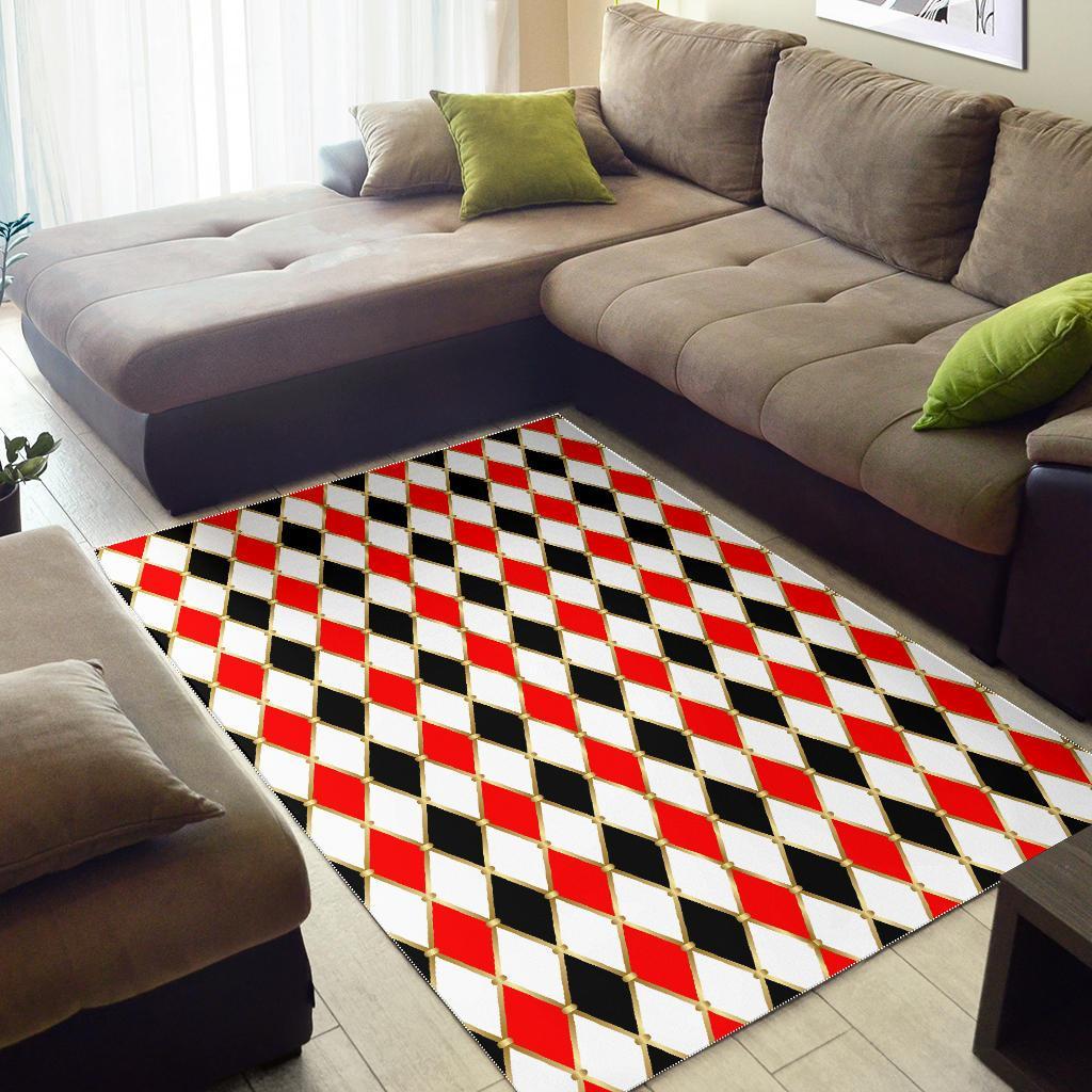 Harlequin Print Pattern Floor Mat-grizzshop