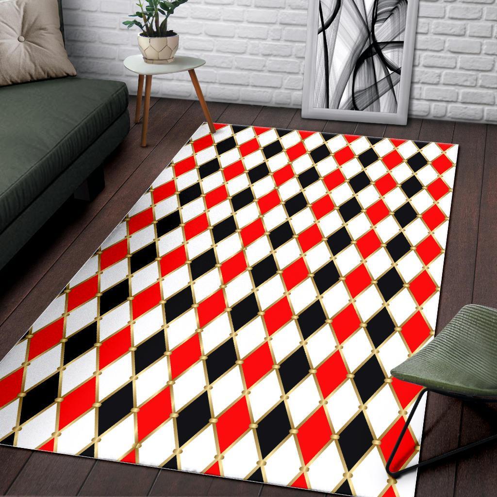 Harlequin Print Pattern Floor Mat-grizzshop