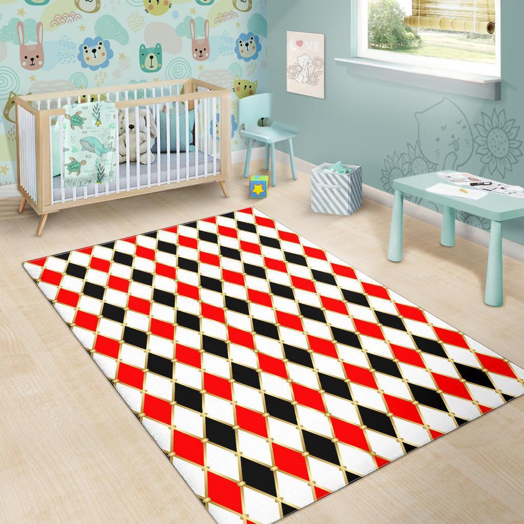 Harlequin Print Pattern Floor Mat-grizzshop