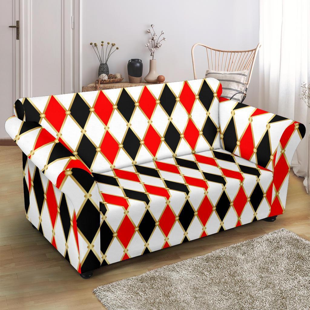 Harlequin Print Pattern Loveseat Cover-grizzshop