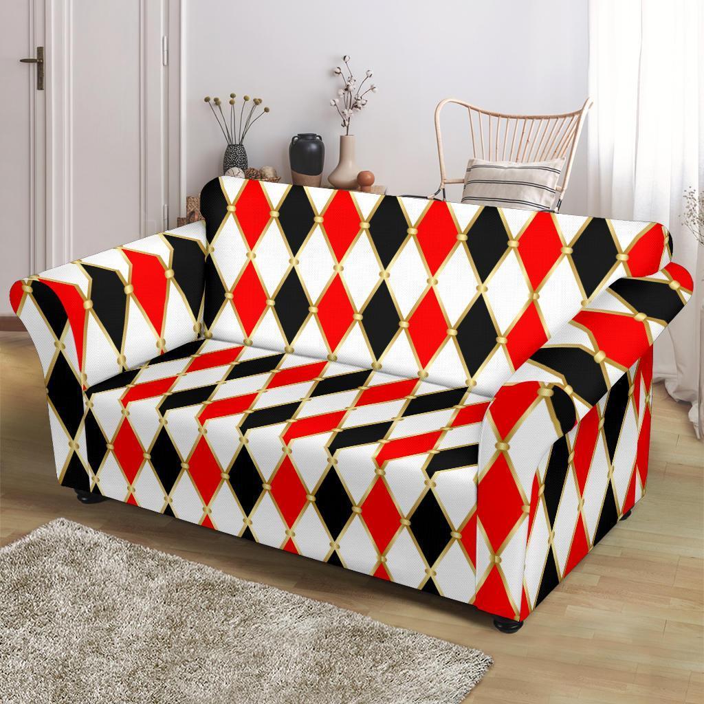 Harlequin Print Pattern Loveseat Cover-grizzshop