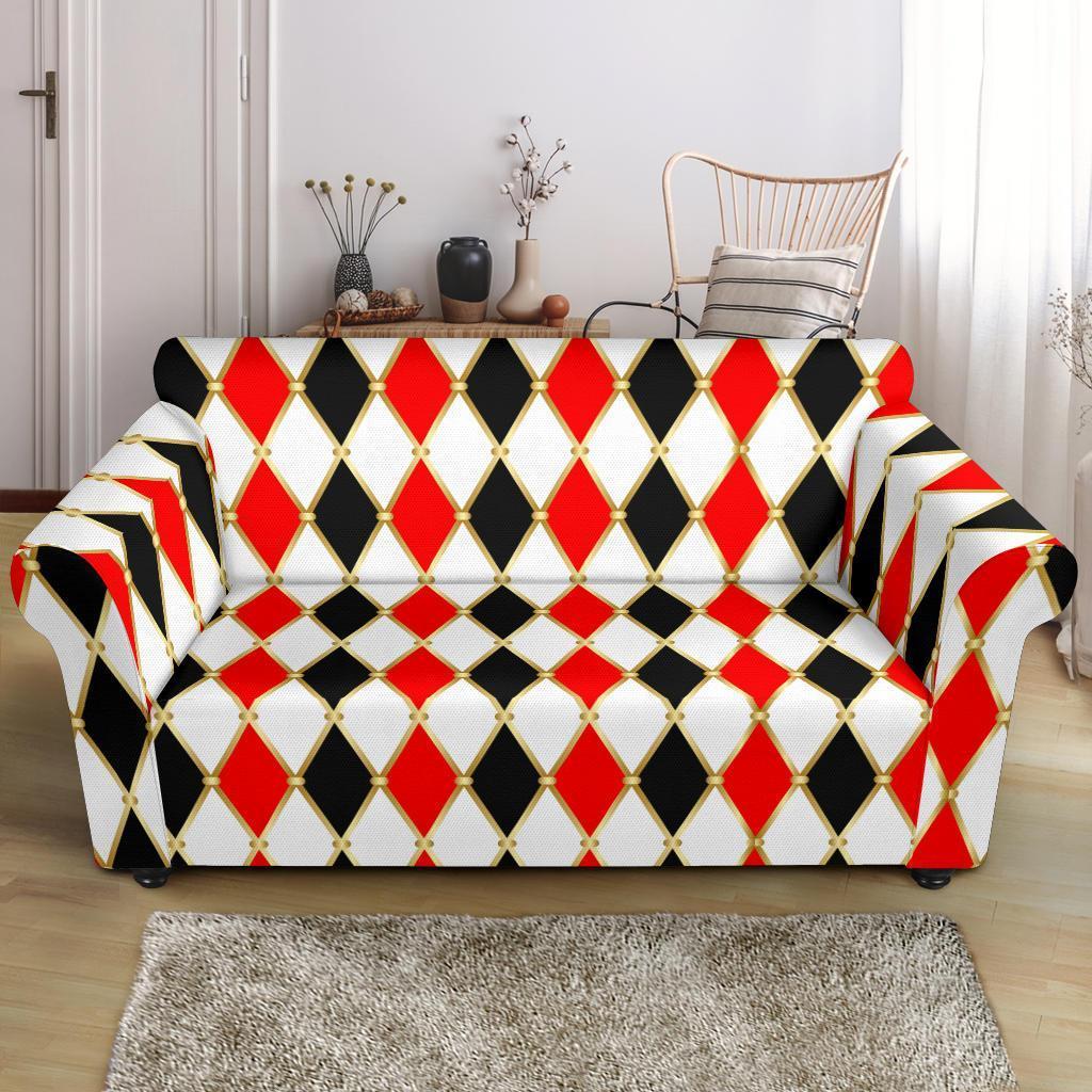 Harlequin Print Pattern Loveseat Cover-grizzshop