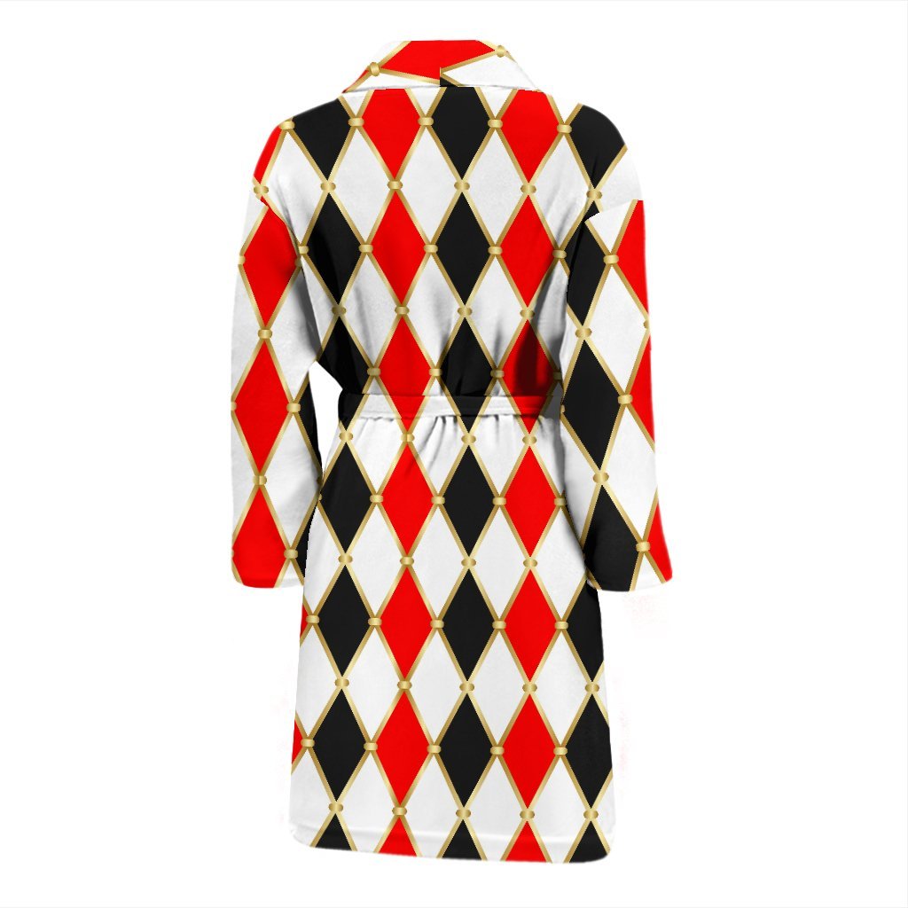 Harlequin Print Pattern Men Long Robe-grizzshop