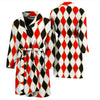 Harlequin Print Pattern Men Long Robe-grizzshop