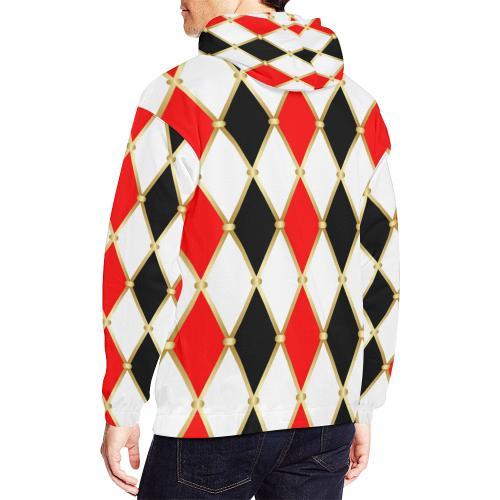 Harlequin Print Pattern Men Pullover Hoodie-grizzshop