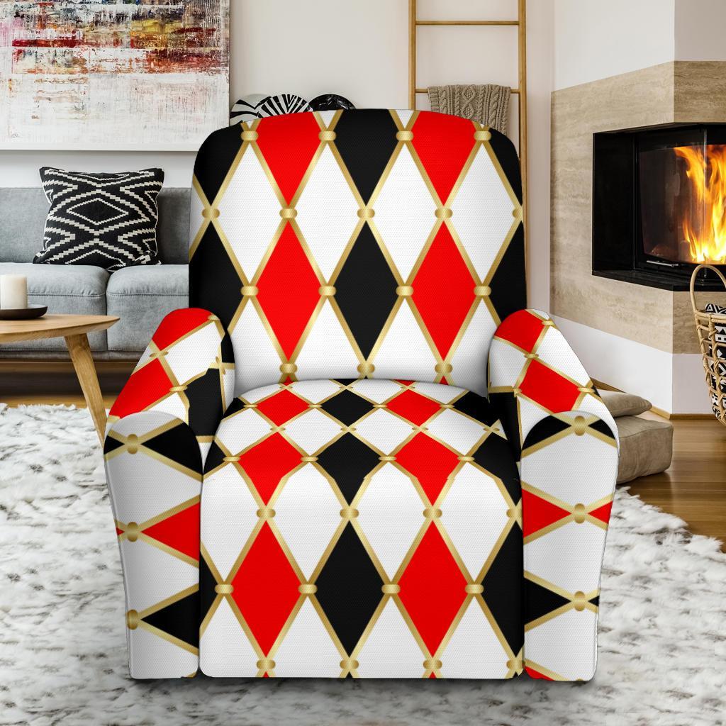 Harlequin Print Pattern Recliner Cover-grizzshop