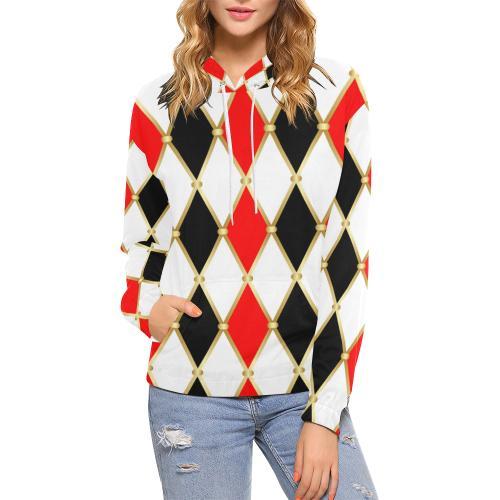 Harlequin Print Pattern Women Pullover Hoodie-grizzshop