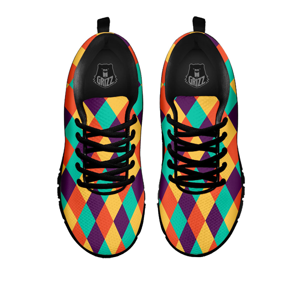 Harlequin Retro Print Pattern Black Sneaker-grizzshop