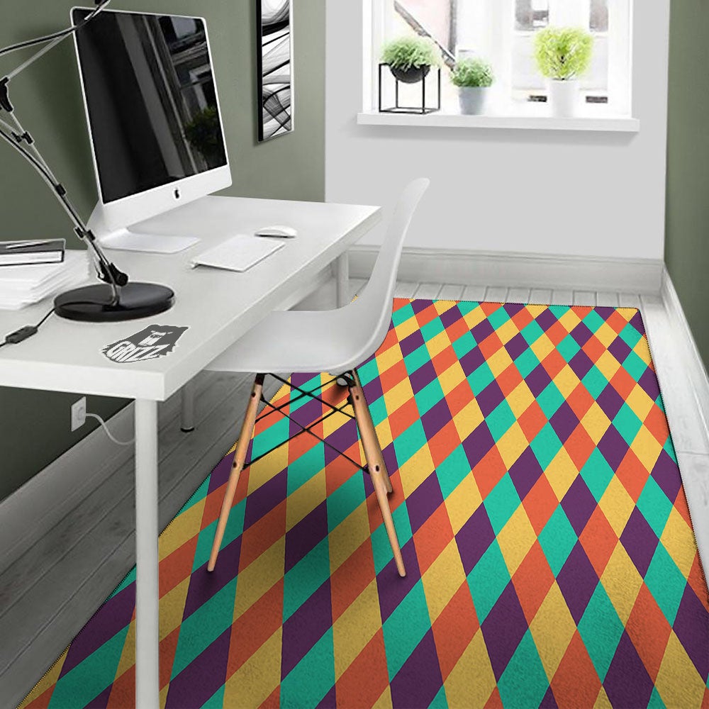 Harlequin Retro Print Pattern Floor Mat-grizzshop