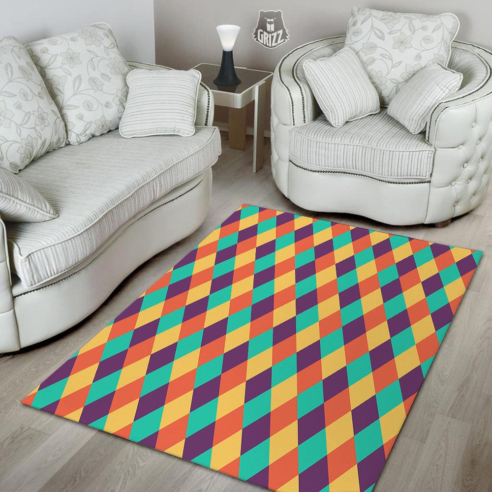Harlequin Retro Print Pattern Floor Mat-grizzshop