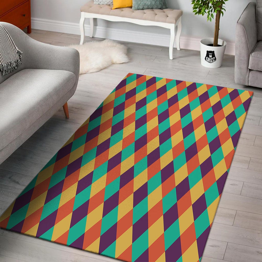 Harlequin Retro Print Pattern Floor Mat-grizzshop