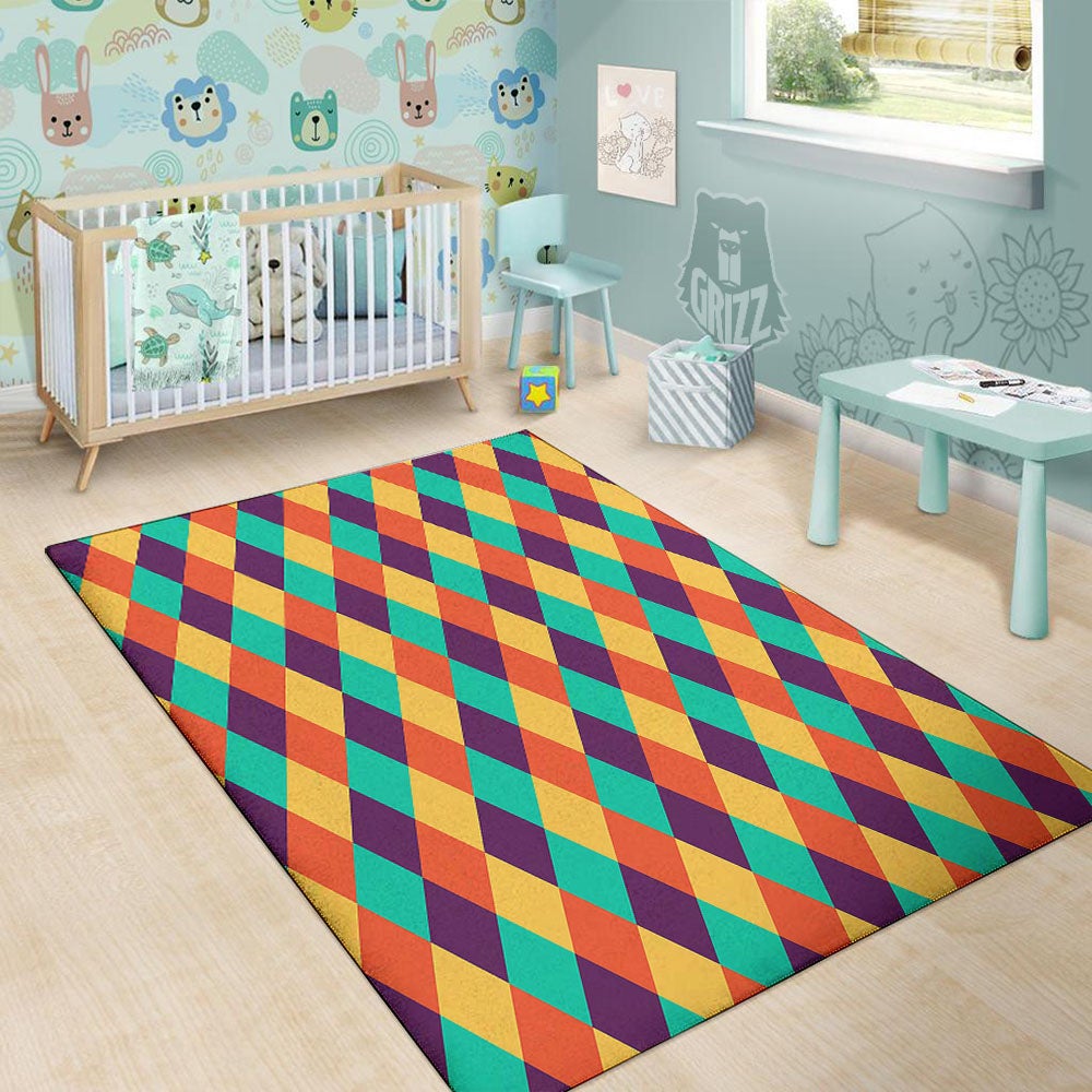 Harlequin Retro Print Pattern Floor Mat-grizzshop