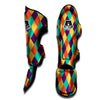 Harlequin Retro Print Pattern Muay Thai Shin Guards-grizzshop