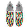 Harlequin Retro Print Pattern White Athletic Shoes-grizzshop