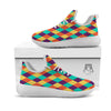 Harlequin Retro Print Pattern White Athletic Shoes-grizzshop