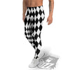 Harlequin White And Black Print Pattern Men's Leggings-grizzshop