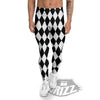 Harlequin White And Black Print Pattern Men's Leggings-grizzshop