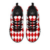 Harlequin White And Red Print Pattern Black Sneaker-grizzshop