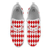 Harlequin White And Red Print Pattern White Athletic Shoes-grizzshop