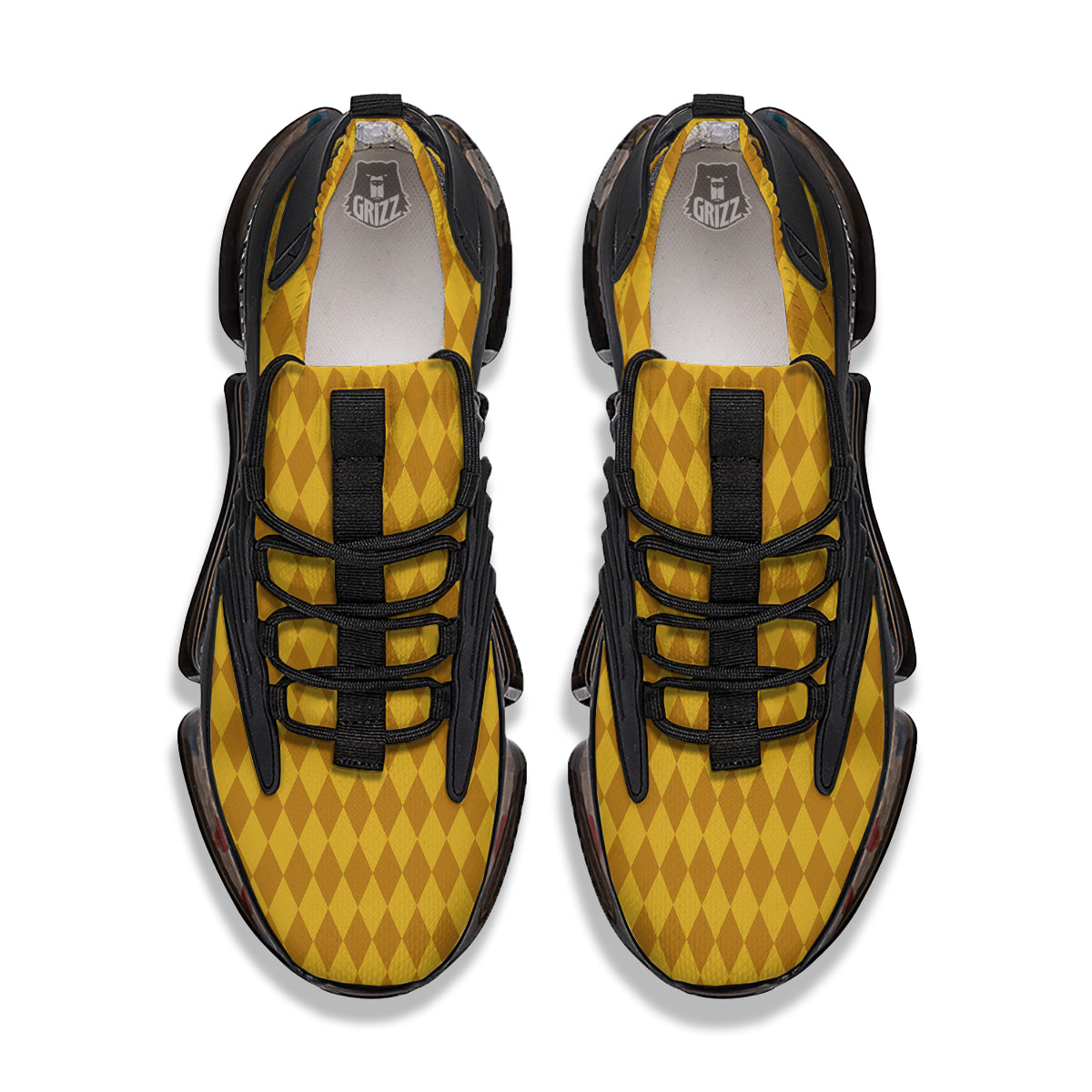 Harlequin Yellow Print Pattern Black Gym Shoes-grizzshop