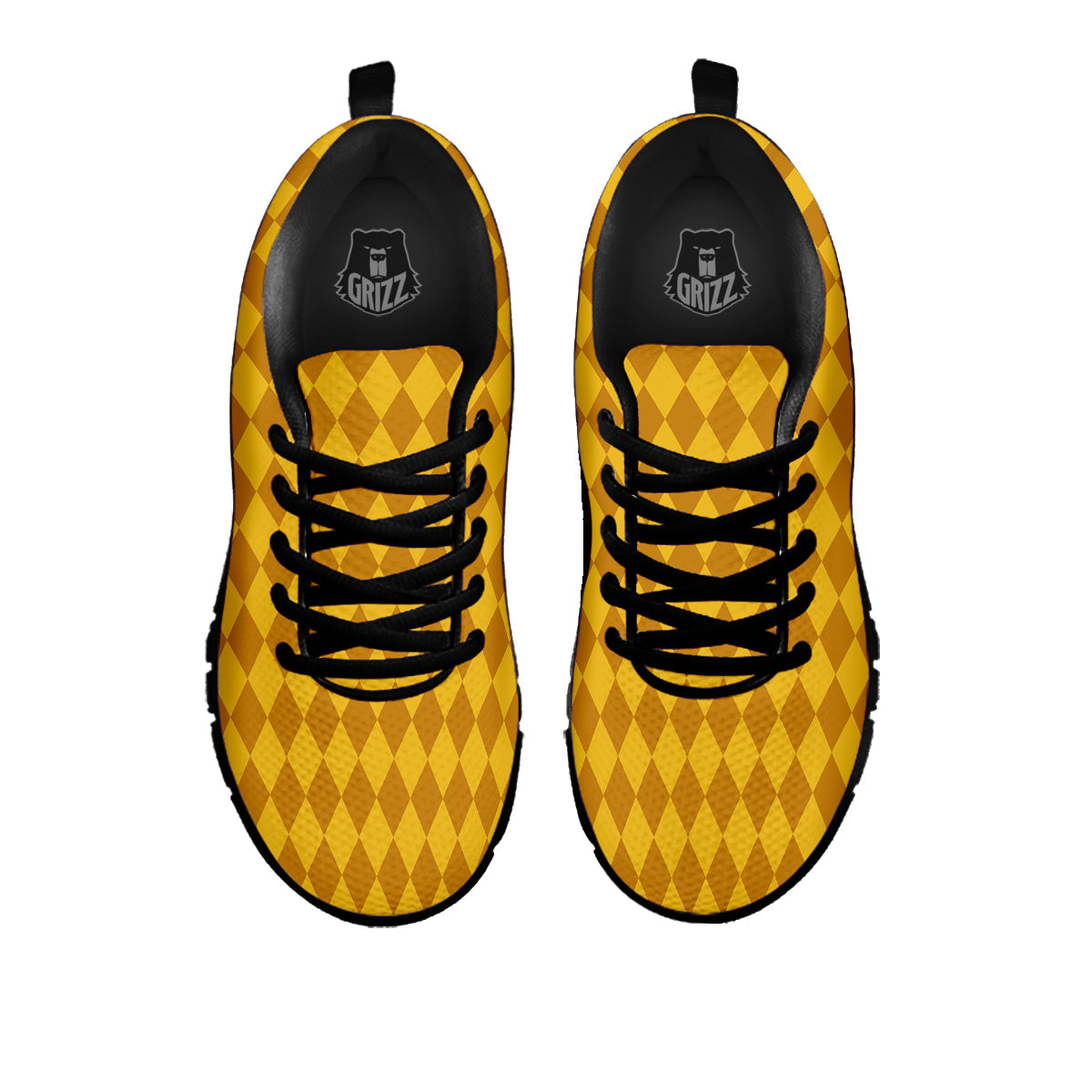 Harlequin Yellow Print Pattern Black Sneaker-grizzshop