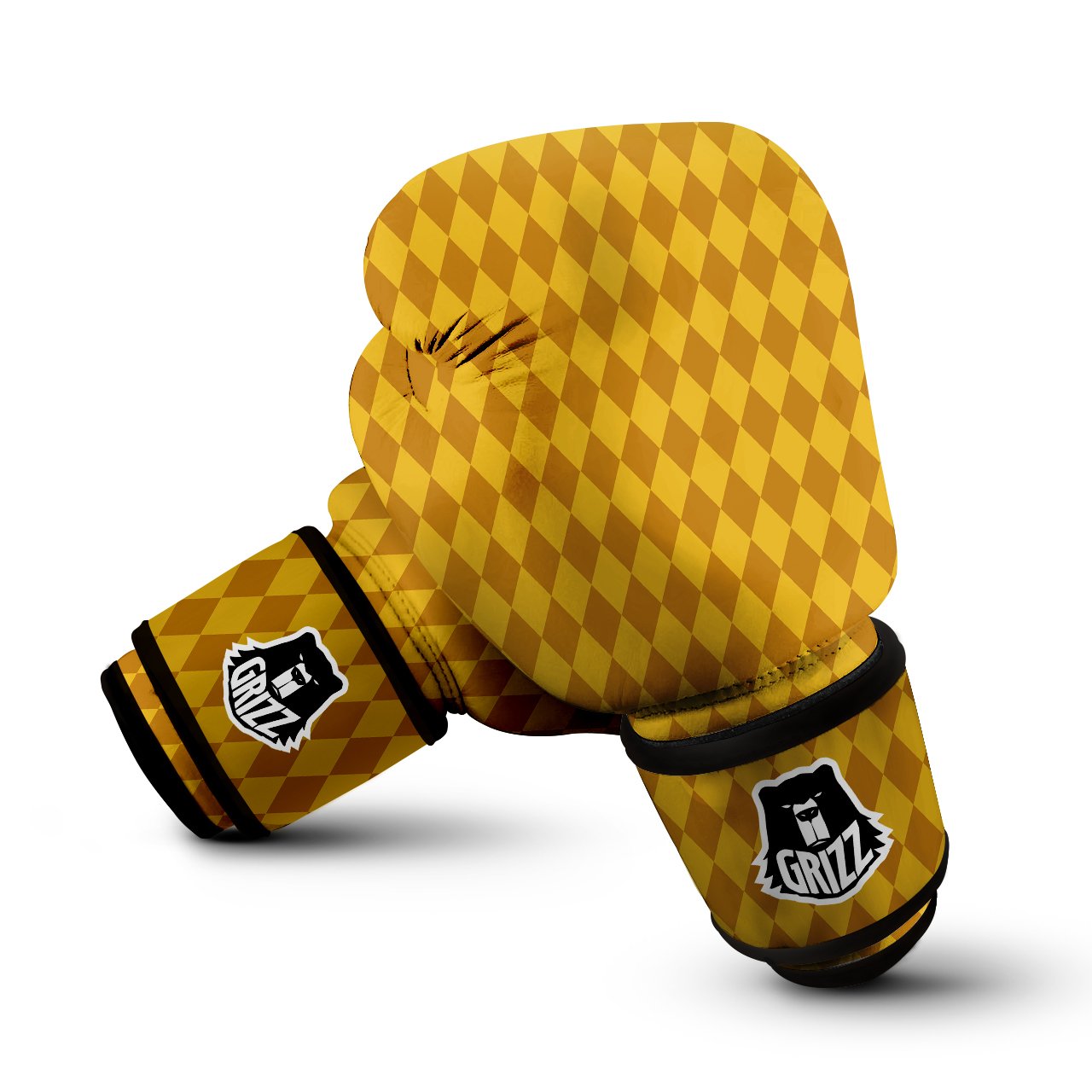 Harlequin Yellow Print Pattern Boxing Gloves-grizzshop