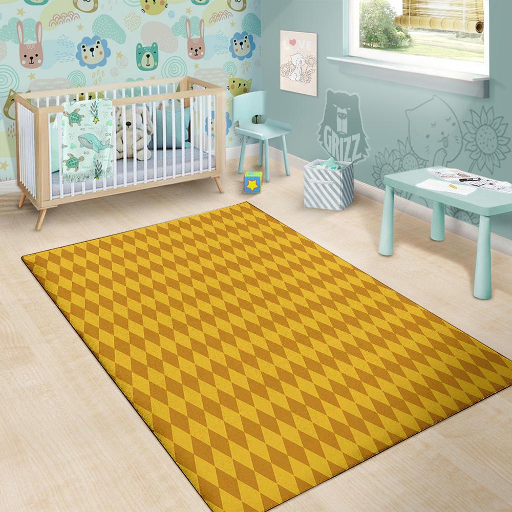 Harlequin Yellow Print Pattern Floor Mat-grizzshop