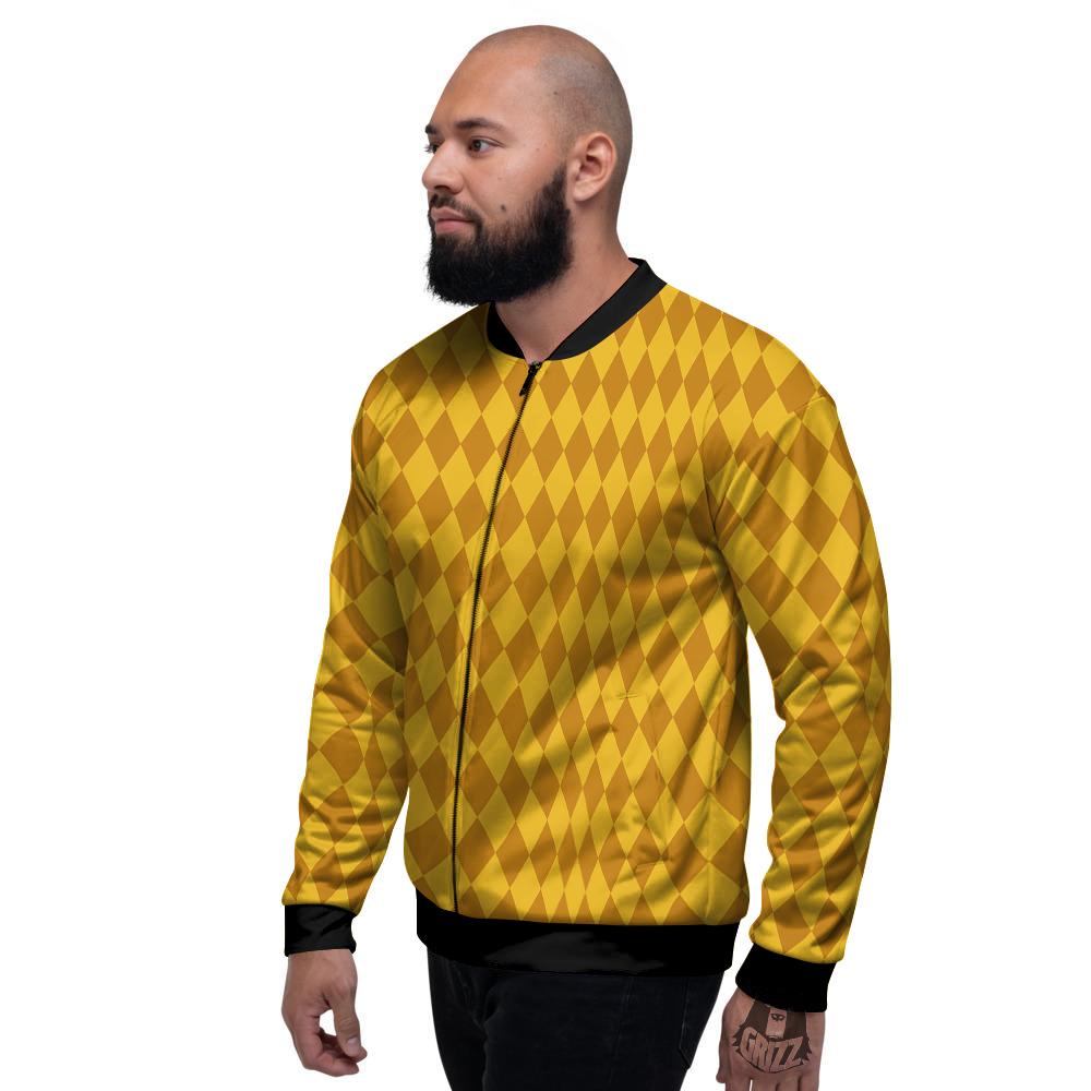 Harlequin Yellow Print Pattern Men's Bomber Jacket-grizzshop