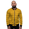 Harlequin Yellow Print Pattern Men's Bomber Jacket-grizzshop