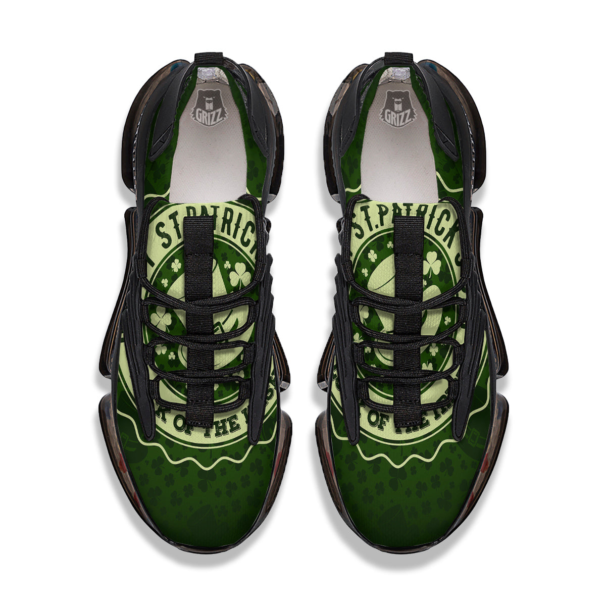 Hat And St. Patrick's Day Clover Print Black Gym Shoes-grizzshop