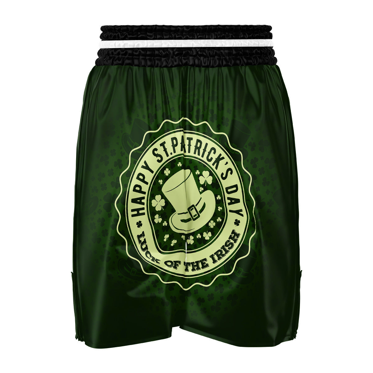 Hat And St. Patrick's Day Clover Print Boxing Shorts-grizzshop